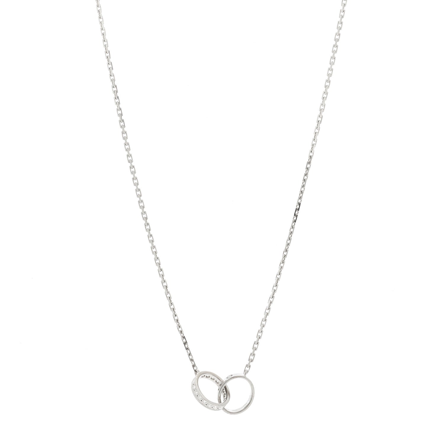 Cartier 18K White Gold Diamond Interlocking LOVE Necklace 1 of 10