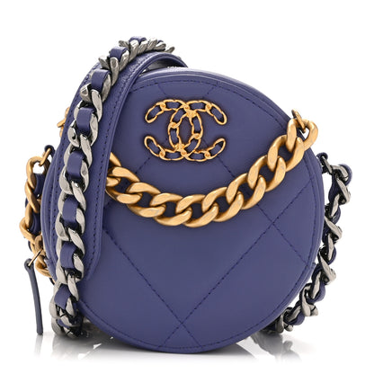 Chanel Lambskin Quilted Chanel 19 Round Clutch With Chain Purple 1 of 10