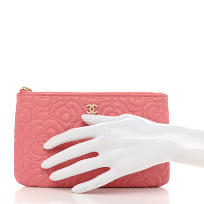 Chanel Caviar Camellia Embossed Cosmetic Pouch Pink 2 of 9