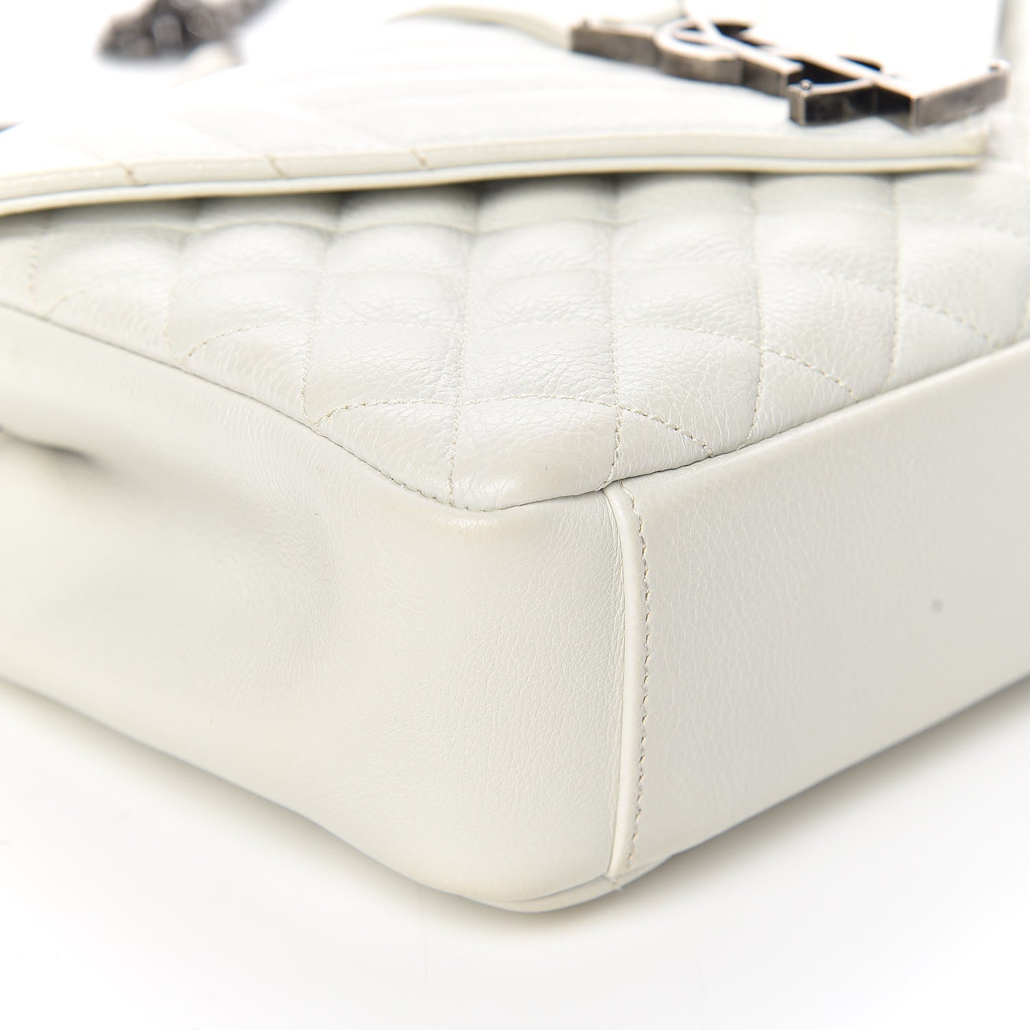 Saint Laurent Sheepskin Tri-Quilt Monogram Medium College Bag Dove White 11 of 14