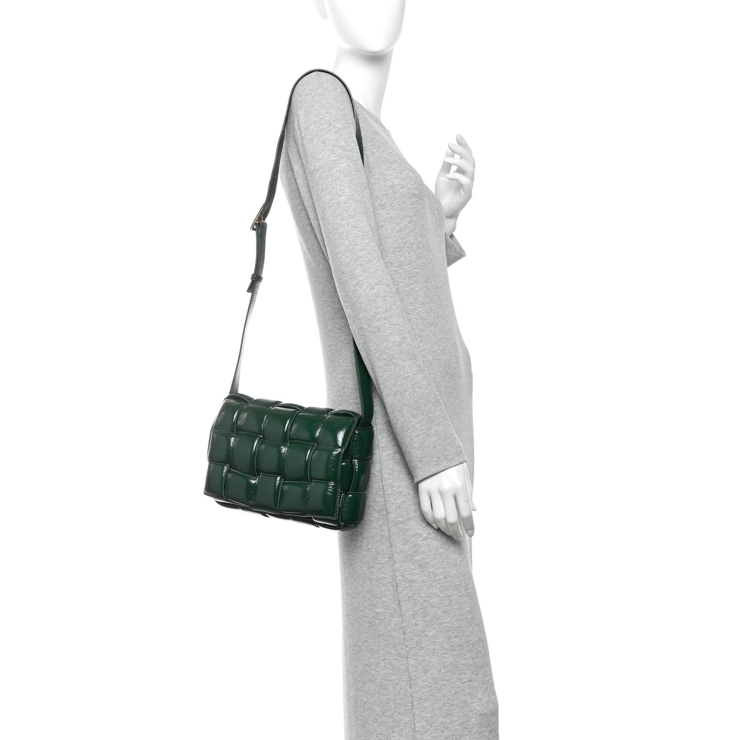 Textured Deerskin Maxi Intrecciato Padded Cassette Crossbody Bag Raintree