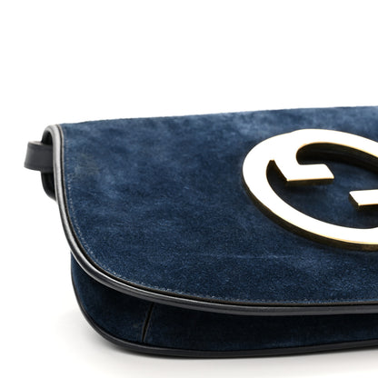 Gucci Suede Talco Roxy Calfskin Blondie Chain Shoulder Flap Bag Blondie Blue 10 of 12
