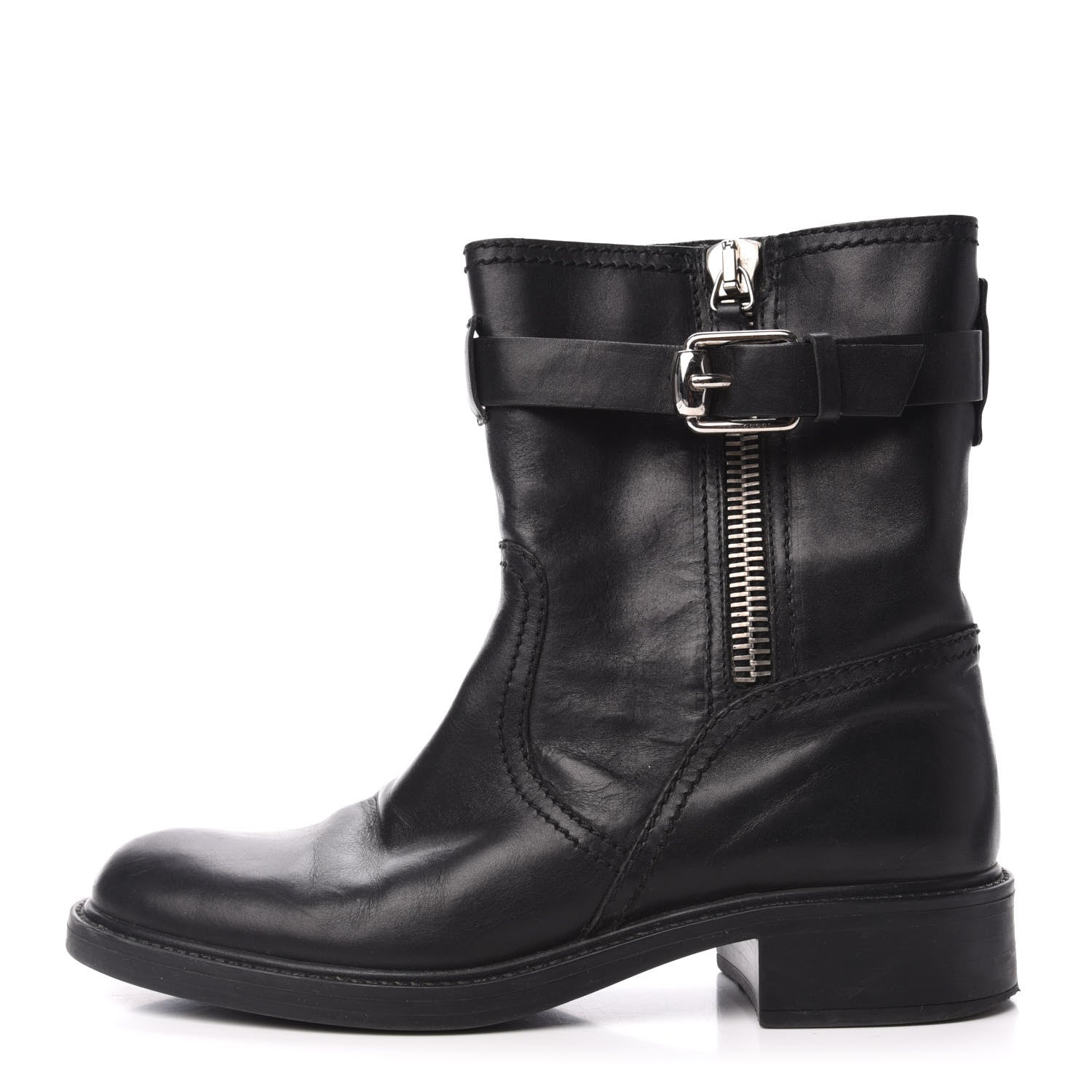 Gucci Calfskin Short Zip Boots 38 Black 1 of 8