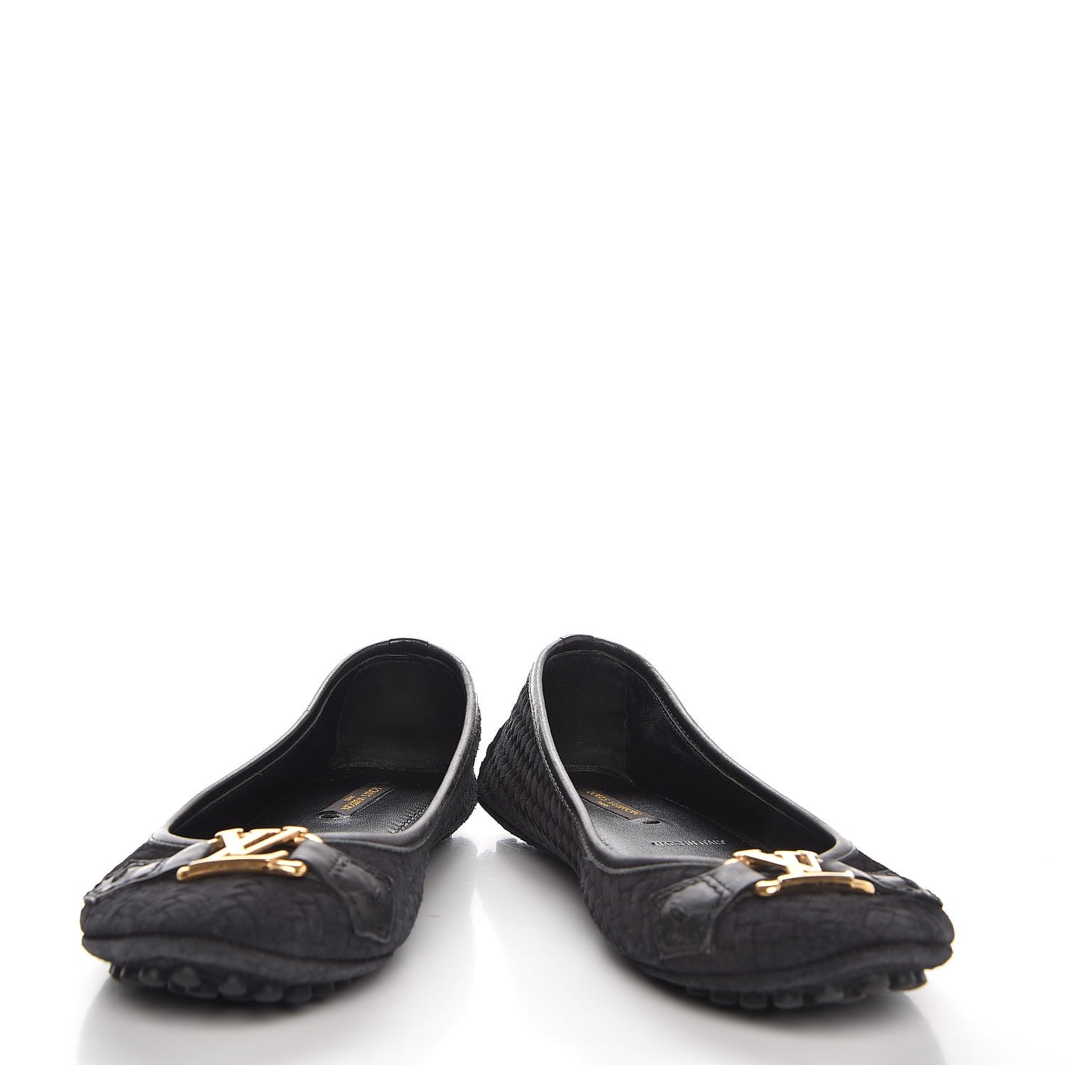 Louis Vuitton Woven Suede Oxford Ballerina Flats 35 Black 5 of 9