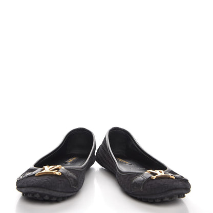 Louis Vuitton Woven Suede Oxford Ballerina Flats 35 Black 5 of 9