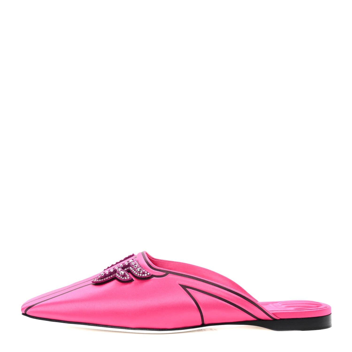 Fendi Satin Crystal FFreedom Flat Mules 39 Pink 1 of 4