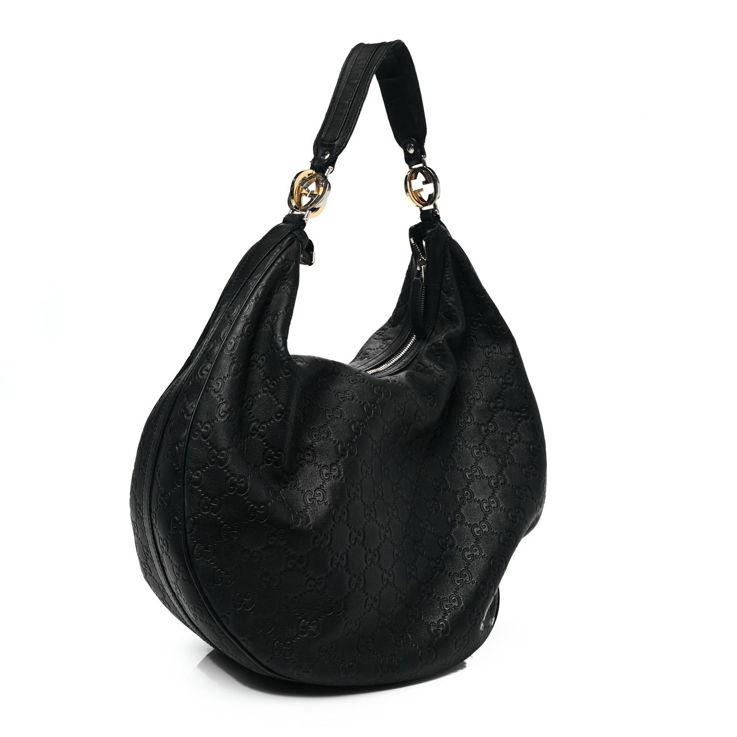 Guccissima Large GG Twins Hobo Black