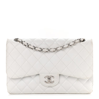 Chanel Caviar Quilted Jumbo Double Flap White 1 of 32
