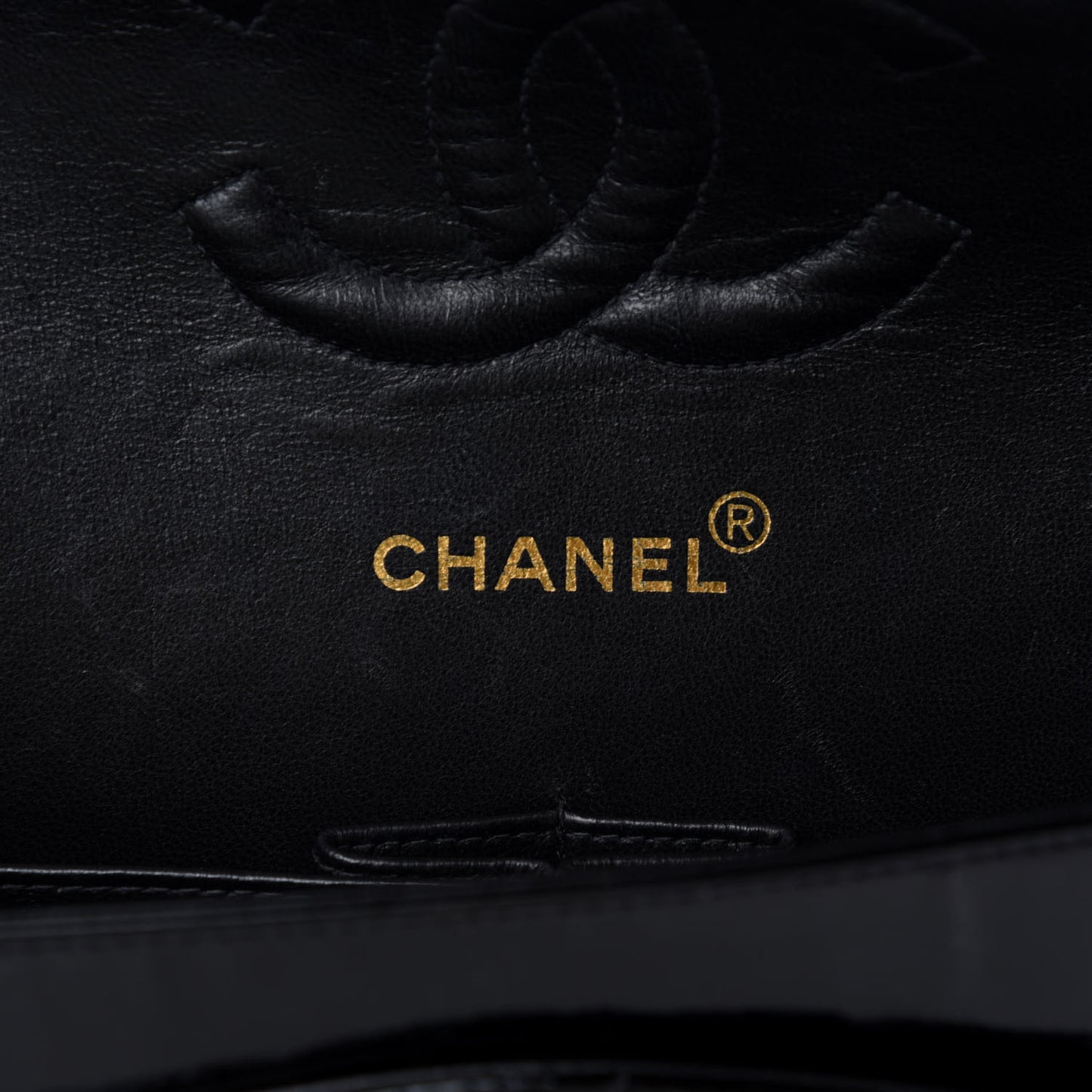 Patent Quilted Medium Double Flap Black