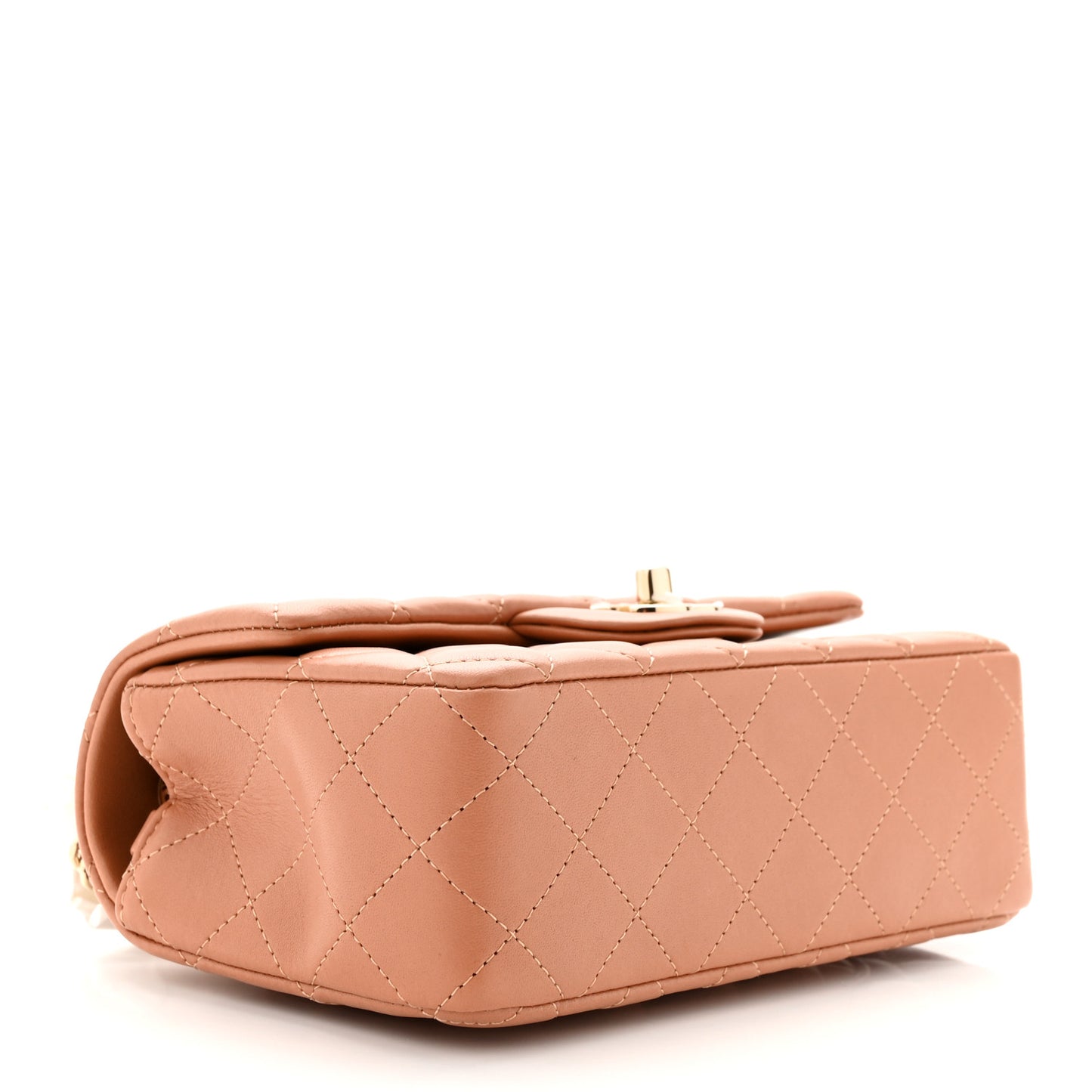 Lambskin Quilted Mini Rectangular Flap Brown