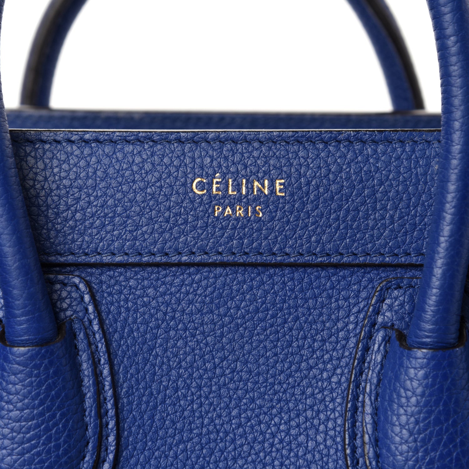 Celine Drummed Calfskin Nano Luggage Indigo 9 of 9