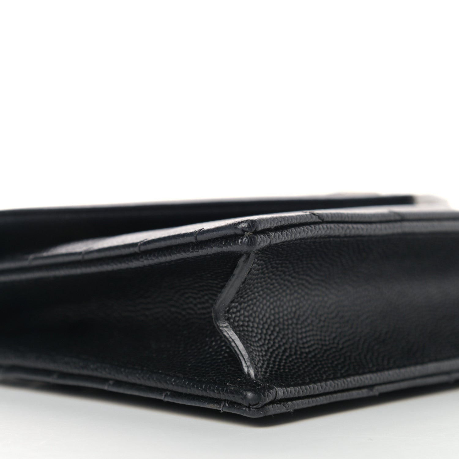 Saint Laurent Grain De Poudre Matelasse Chevron Monogram Envelope Chain Wallet Black 7 of 11