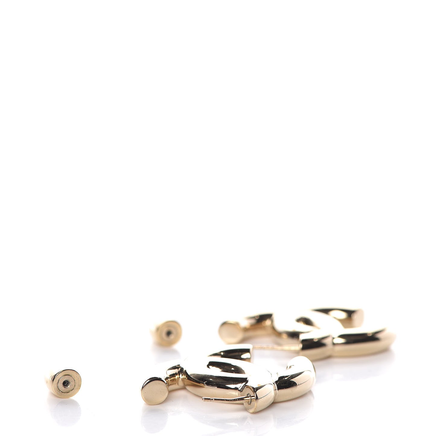 Metal Large CC Earrings Light Gold