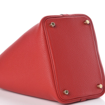 Hermes Taurillon Clemence Picotin Lock 18 PM Rouge Casaque 8 of 9