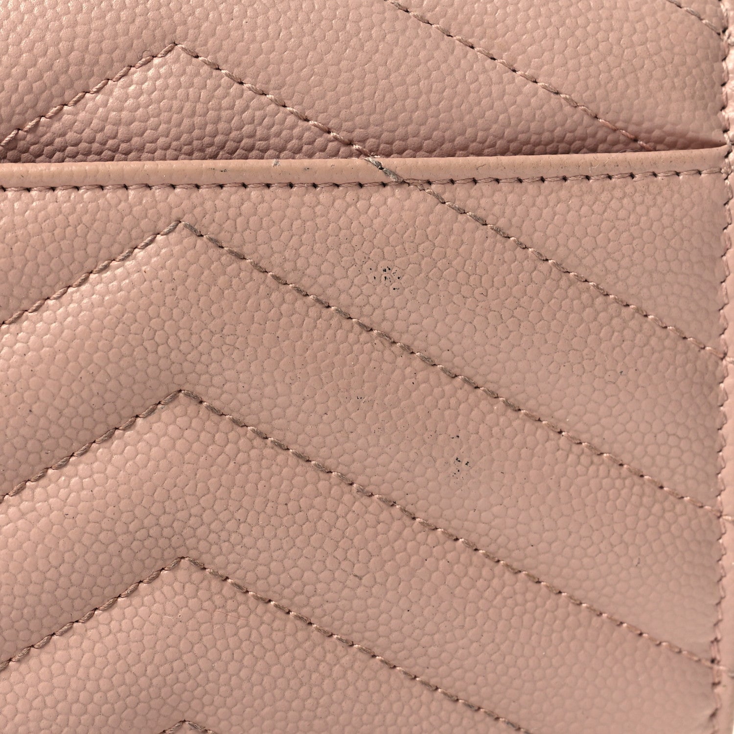 Saint Laurent Grain De Poudre Matelasse Chevron Monogram Compact Tri Fold Wallet Pale Pink 9 of 9