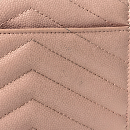 Saint Laurent Grain De Poudre Matelasse Chevron Monogram Compact Tri Fold Wallet Pale Pink 9 of 9