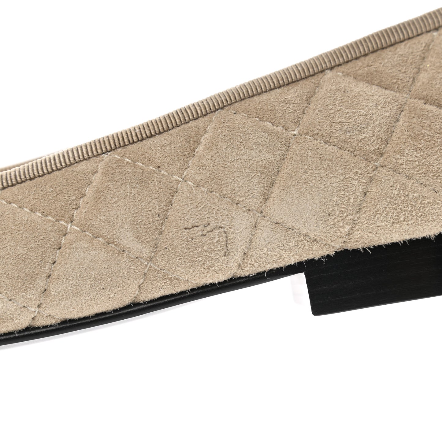 Suede Calfskin Quilted Cap Toe CC Ballerina Flats 36.5 Dark Beige