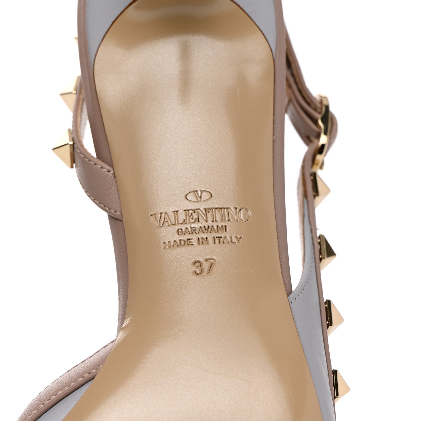 Calfskin Nappa Rockstud Half D'Orsay Slingback 50mm Pumps 37 Pastel Grey Poudre