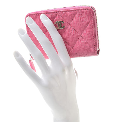 Chanel Caviar Quilted Zip Coin Purse Pink 2 of 8