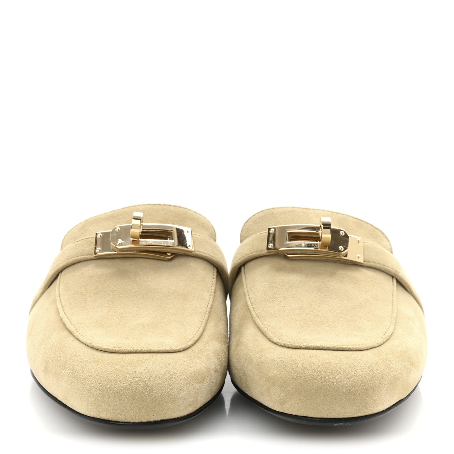 Suede Goatskin Oz Mules 36.5 Beige Lin