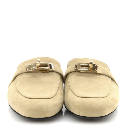 Hermes Suede Goatskin Oz Mules 36.5 Beige Lin 3 of 10