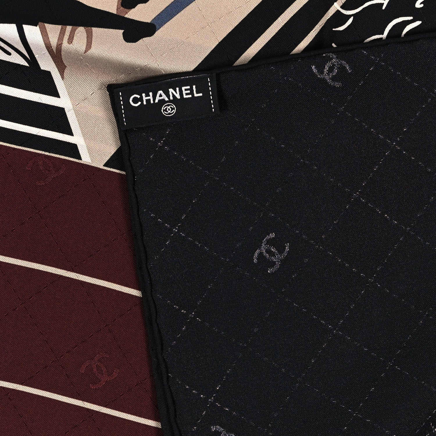Chanel Silk Apartment Square Scarf Black Multicolor 3 of 3