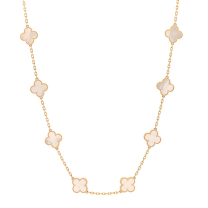 Van Cleef & Arpels 18K Yellow Gold Mother of Pearl 20 Motifs Vintage Alhambra Necklace 1 of 5