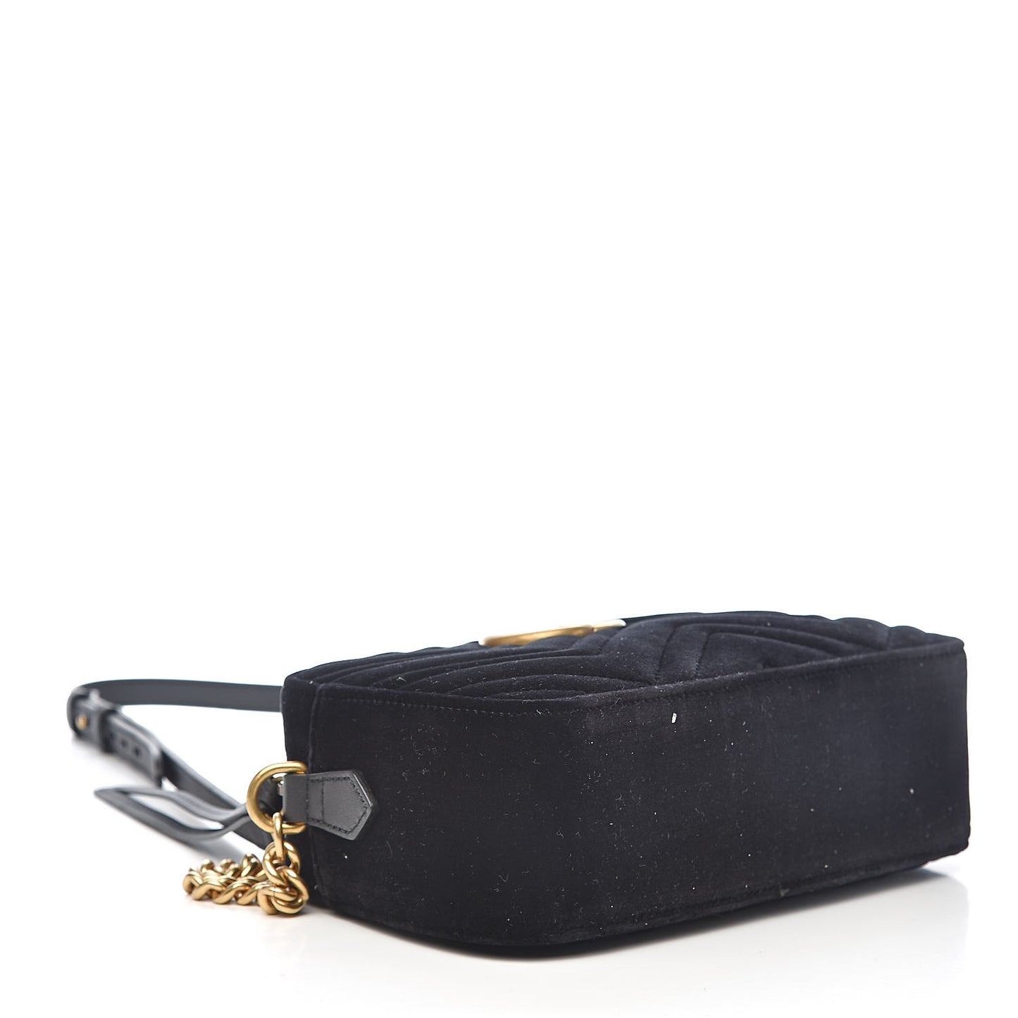 Velvet Matelasse Small GG Marmont Chain Shoulder Bag Black