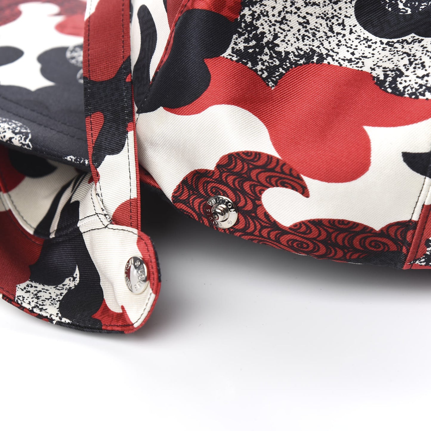 Canvas Patchwork Waves Removable Mask Baseball Hat Black Red White