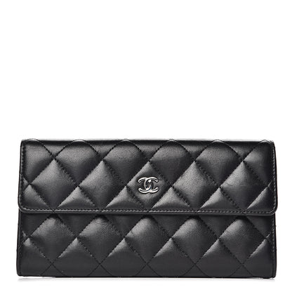 Chanel Lambskin Quilted Large Gusset Flap Wallet Black 1 of 12