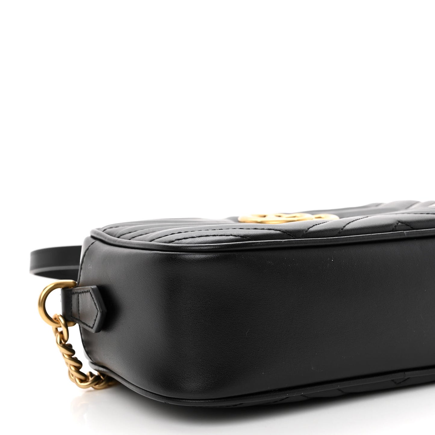 Calfskin Matelasse Small GG Marmont Chain Shoulder Bag Black