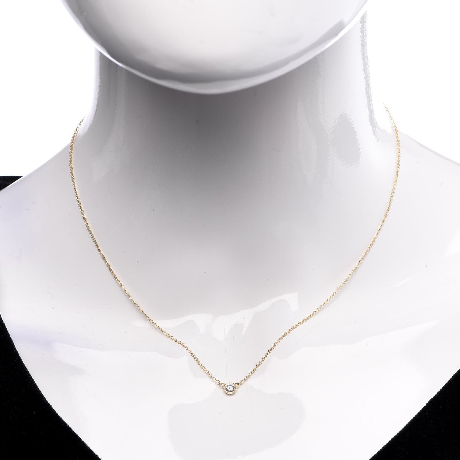Tiffany 18K Yellow Gold Diamond .14ct Elsa Peretti Diamonds by the Yard Pendant Necklace 2 of 7