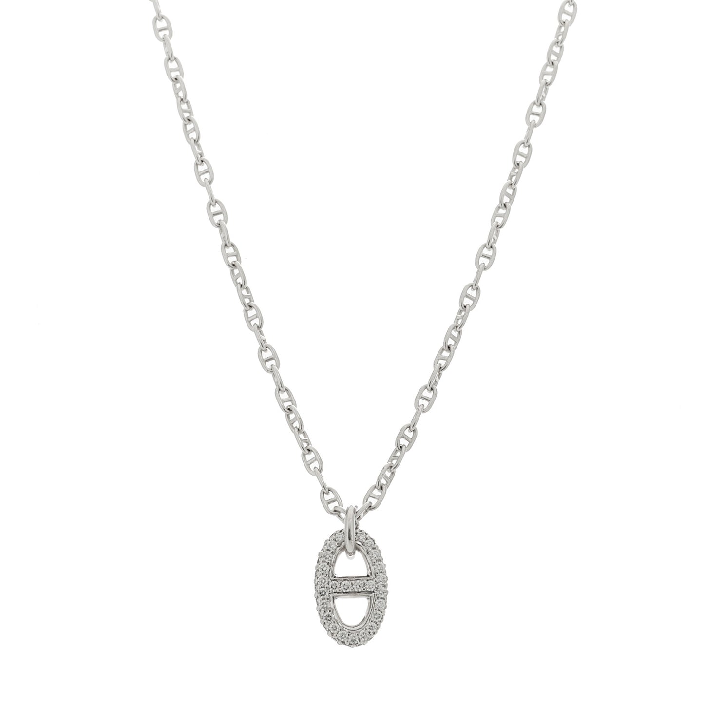 18K White Gold Diamond New Farandole Pendant Necklace ST