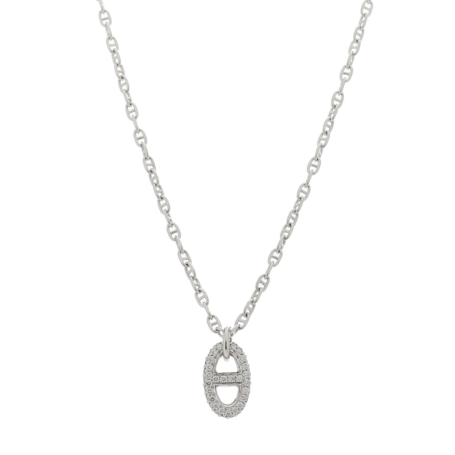 Hermes 18K White Gold Diamond New Farandole Pendant Necklace ST 1 of 5
