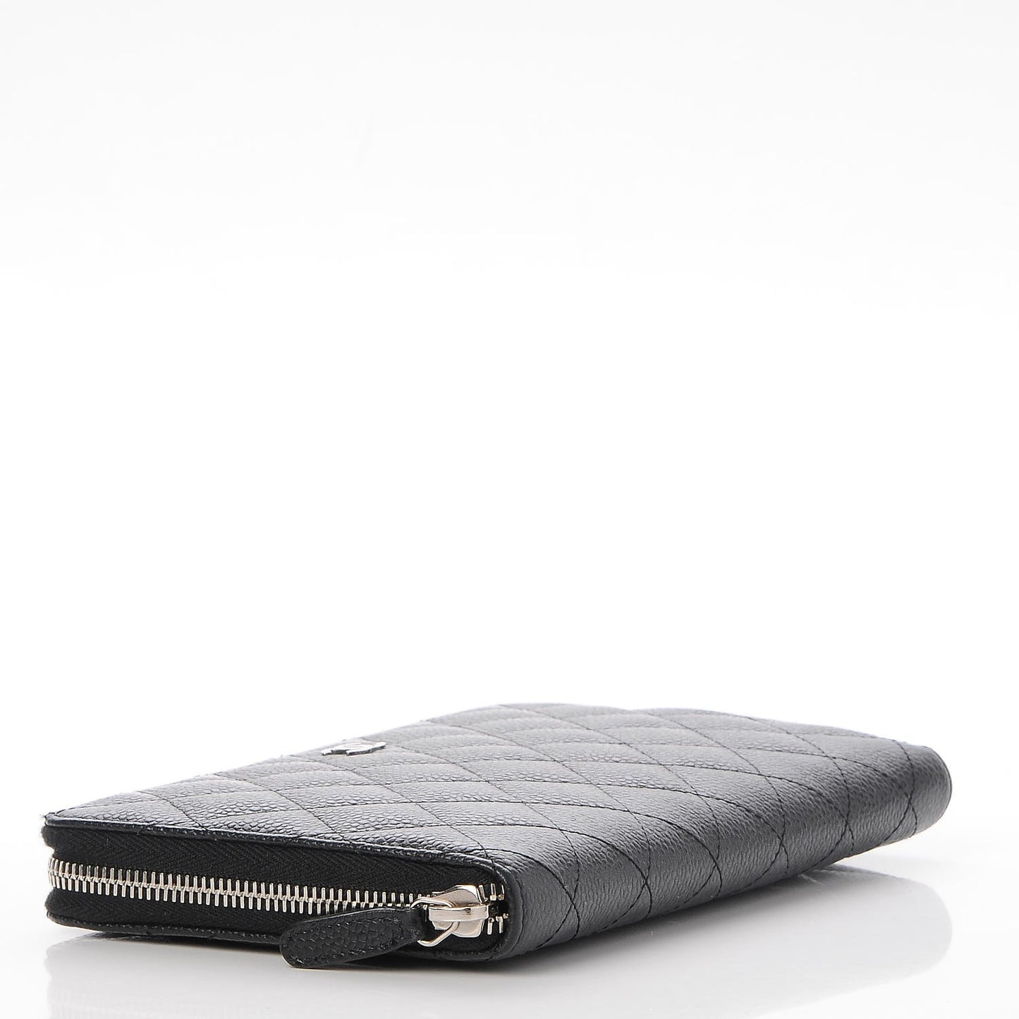 Caviar Quilted Large Zip Around Organizer Wallet Black