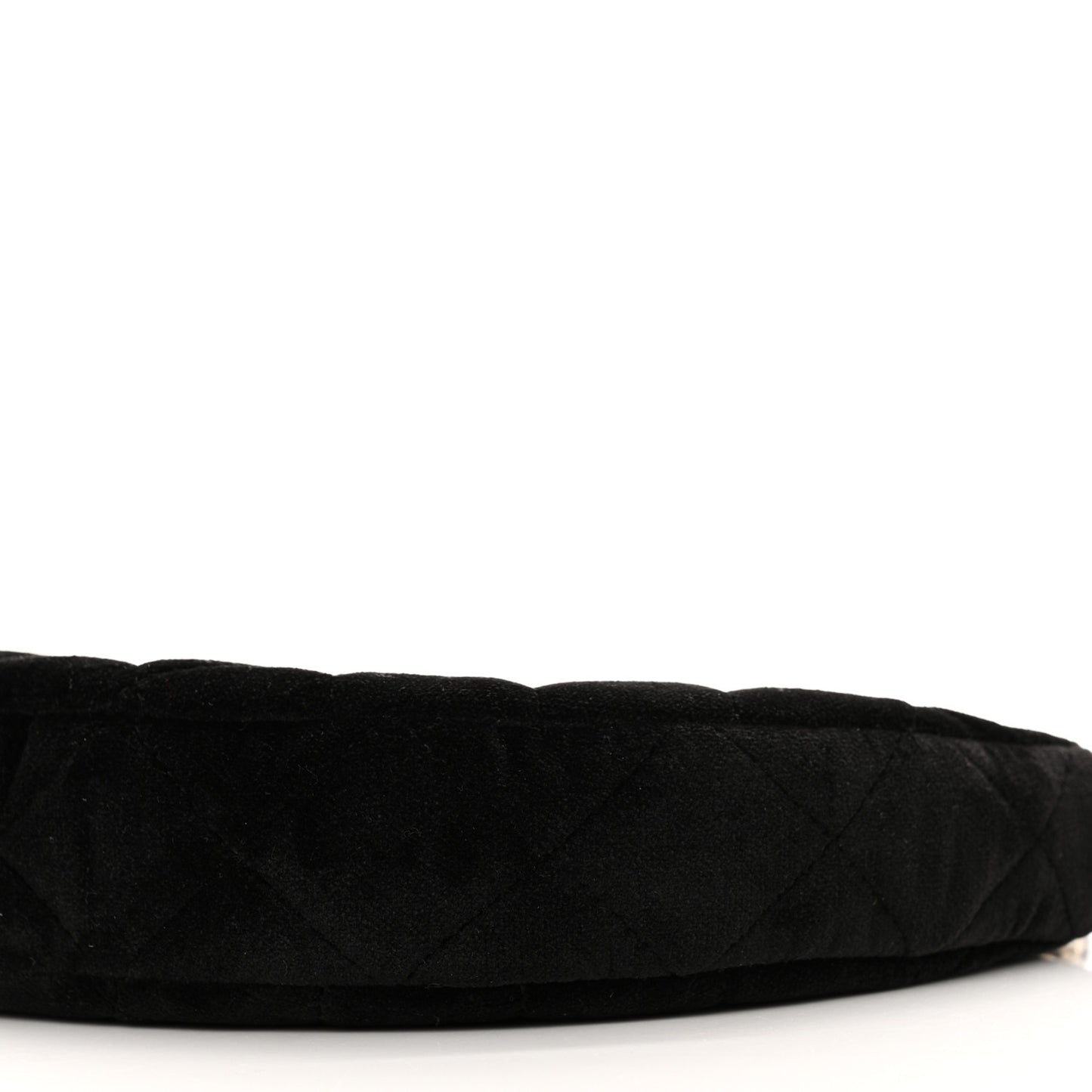 Velvet Crystal Quilted Chain Hobo Black
