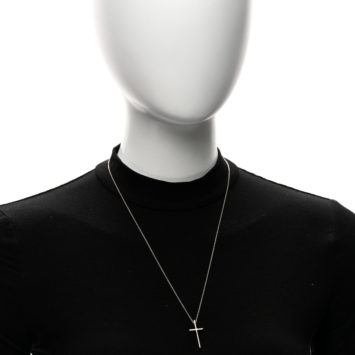 Tiffany 18K Yellow Gold Metro Cross Pendant Necklace 2 of 5