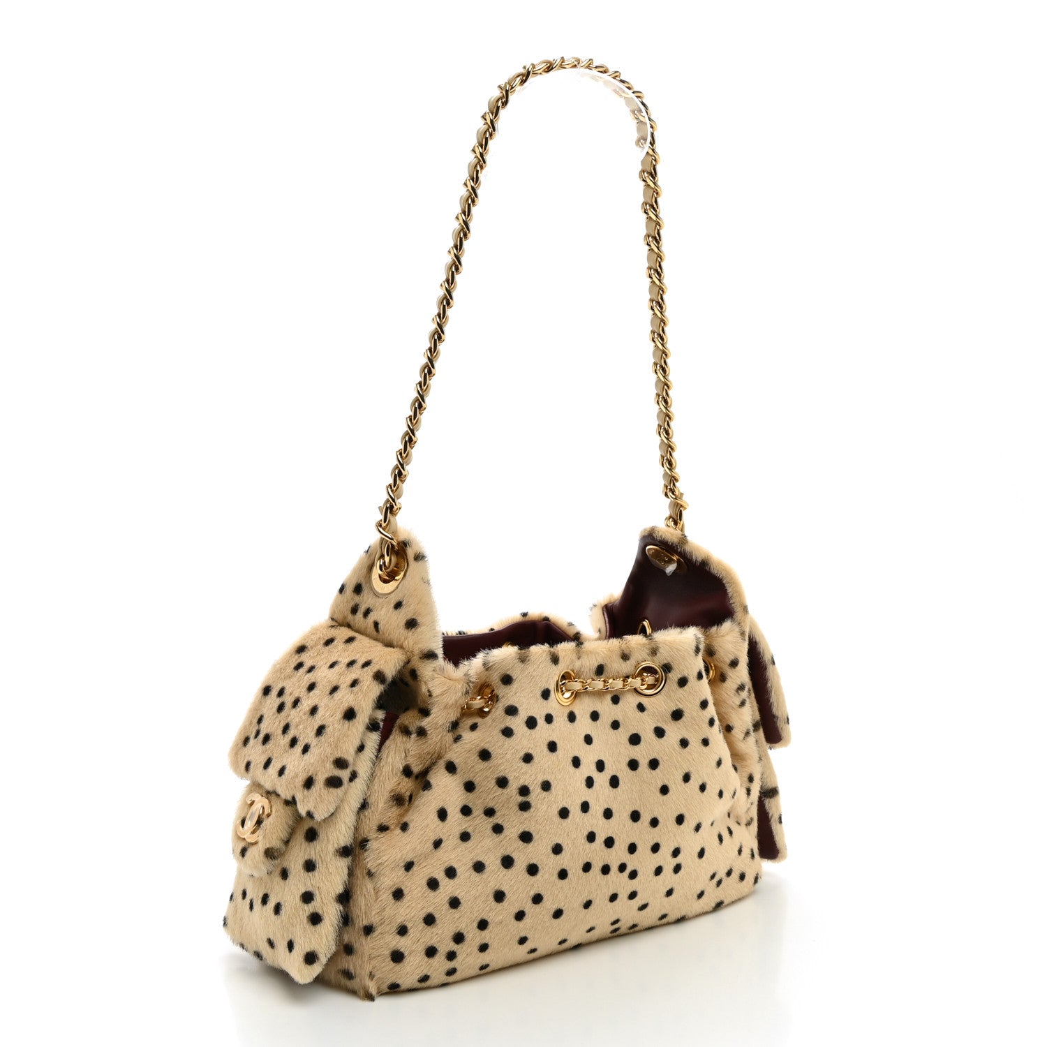 Chanel Pony Hair Mini Chanel 25 Handbag Beige Black 2 of 10