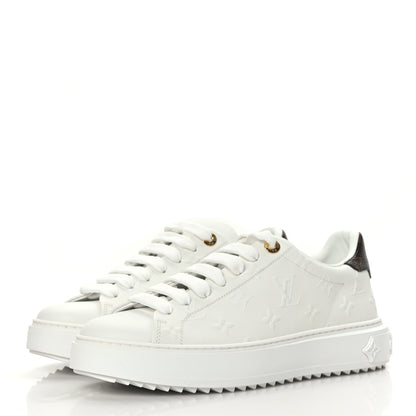 Louis Vuitton Calfskin Monogram Debossed Time Out Sneakers 38 White 3 of 8