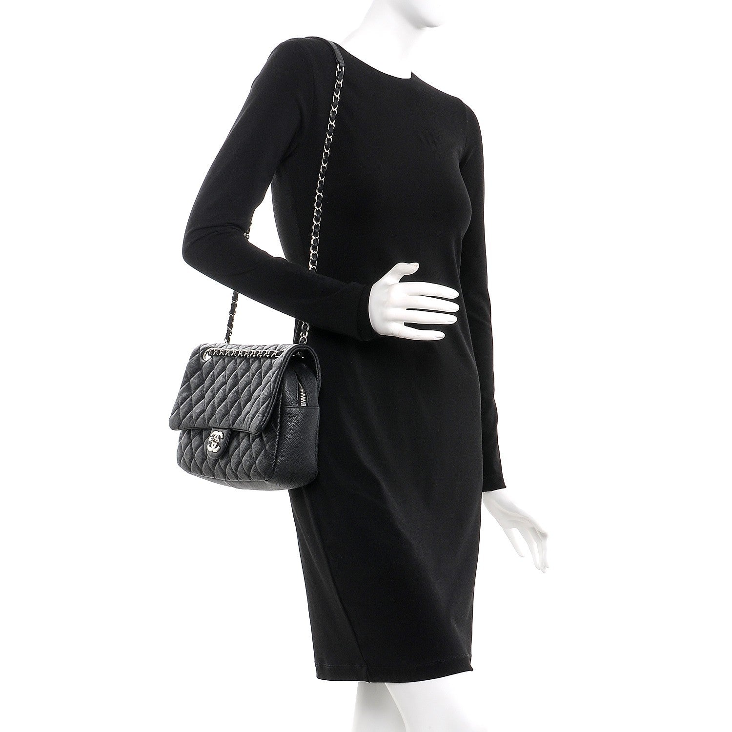 Chanel Caviar Quilted Jumbo Easy Flap Black 2 of 9