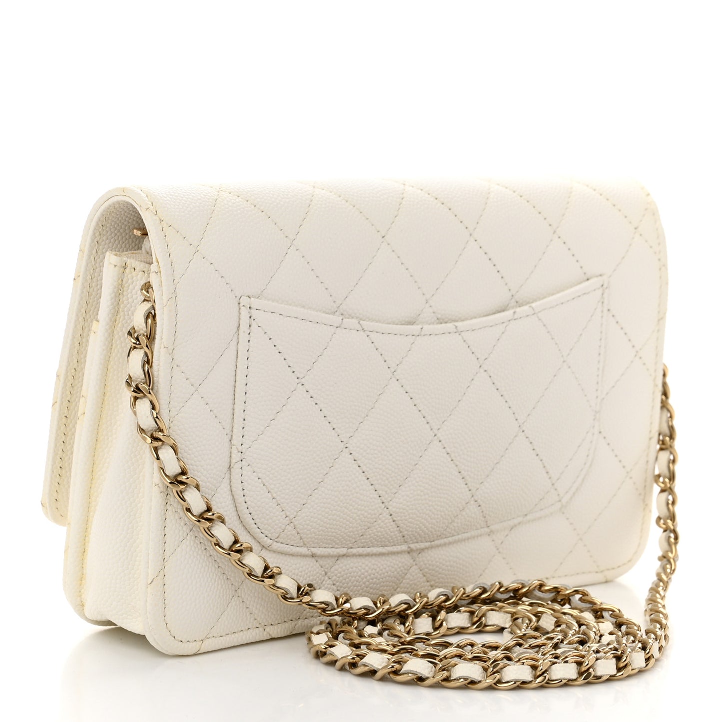 Caviar Quilted Wallet On Chain WOC White