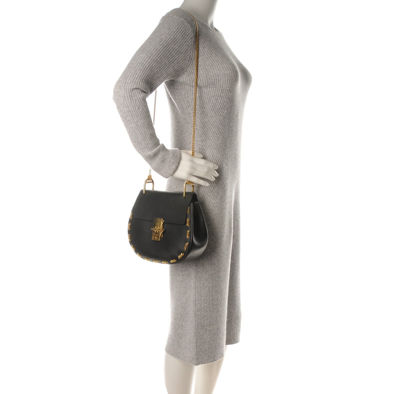 Chloe Calfskin Drew Chain Shoulder Bag Black 2 of 7