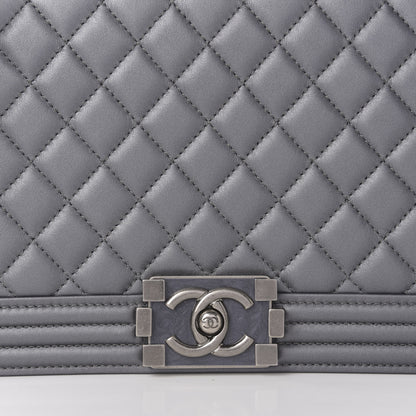 Chanel Metallic Calfskin Quilted New Medium Boy Flap Grey 11 of 12