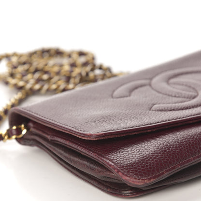 Chanel Caviar Timeless CC Wallet on Chain WOC Dark Red 15 of 18