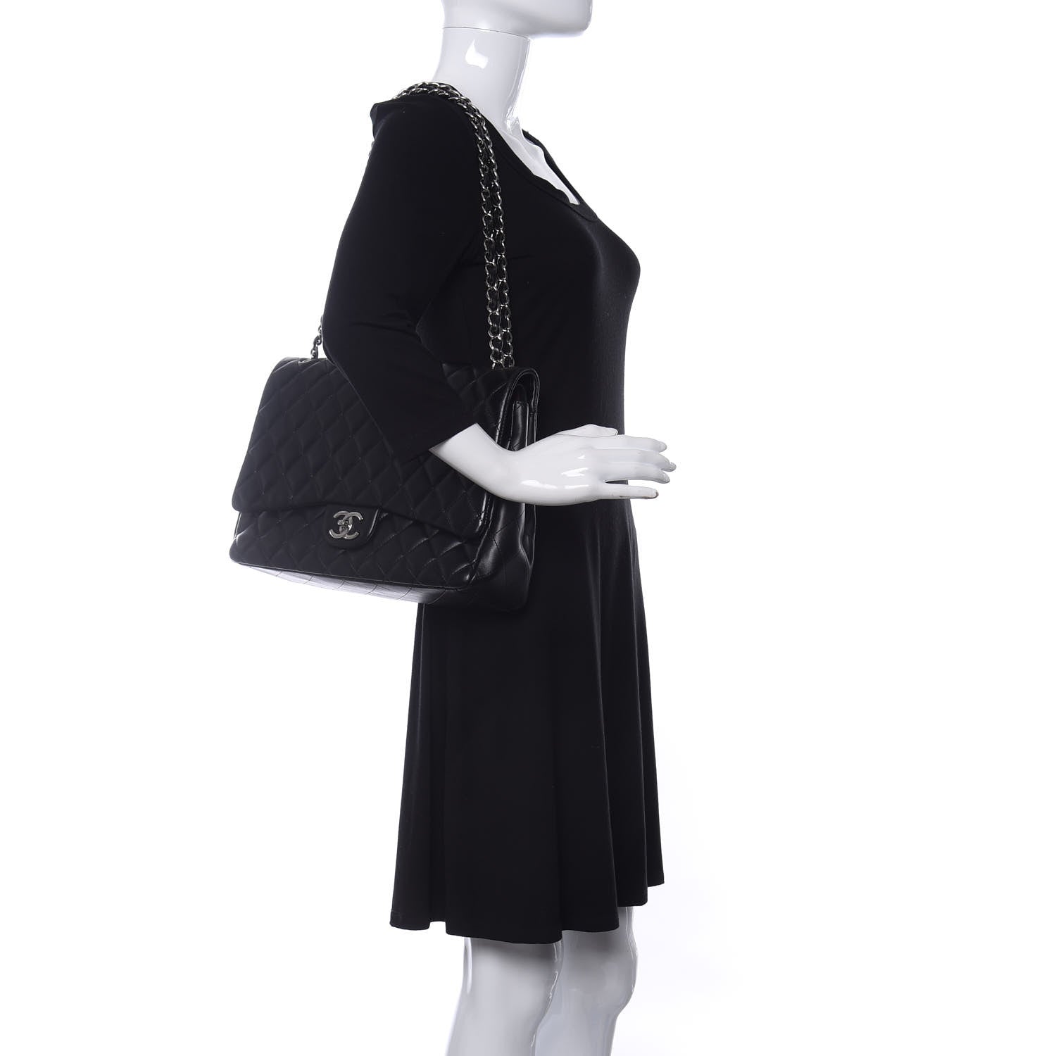 Chanel Lambskin Quilted Maxi Double Flap Black 2 of 16