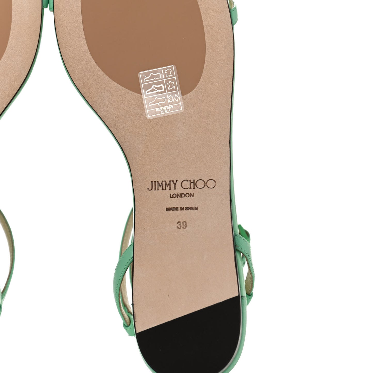 Nappa Patent Alodie Flat Sandals 39 Miami Mint