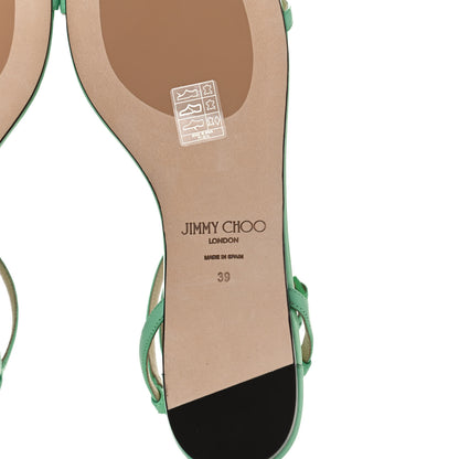 Jimmy Choo Nappa Patent Alodie Flat Sandals 39 Miami Mint 8 of 12