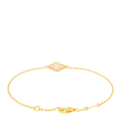 Van Cleef & Arpels 18K Yellow Gold Mother of Pearl Sweet Alhambra Bracelet 2 of 3
