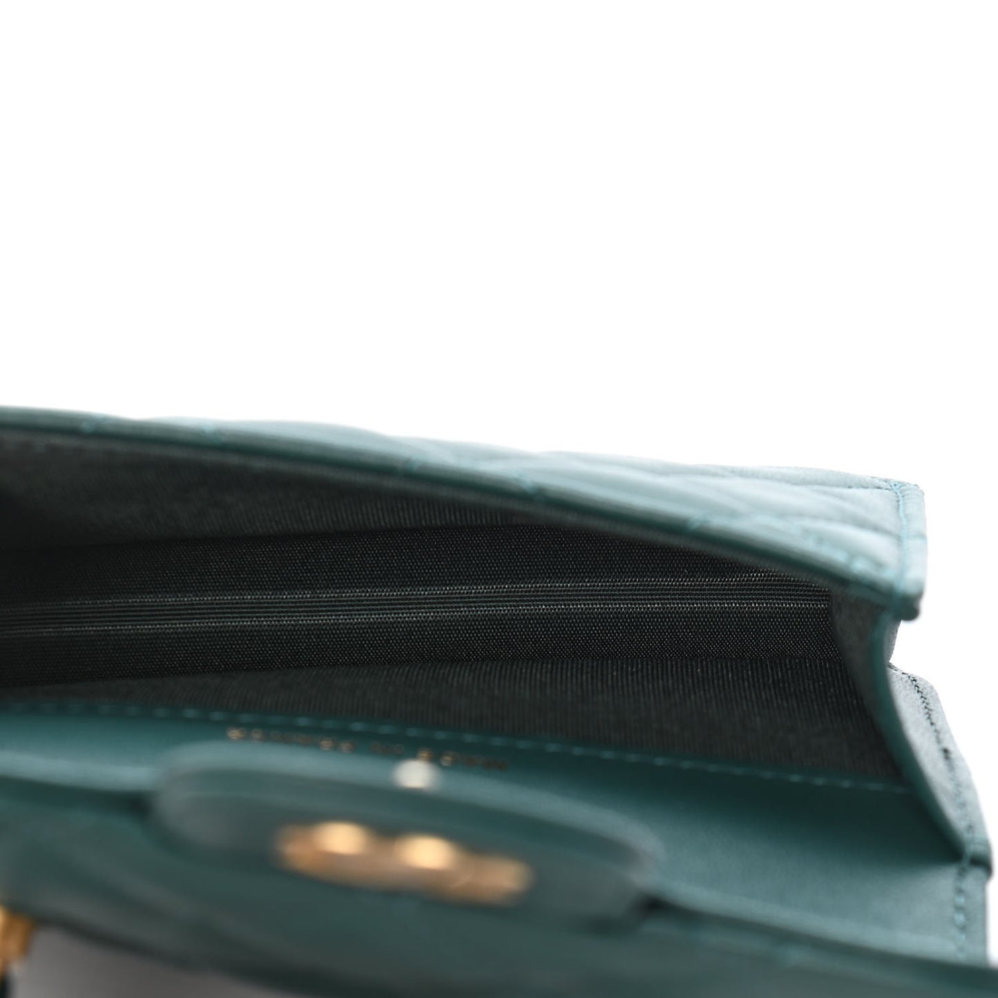 Lambskin Quilted Top Handle Flap Coin Purse With Chain Green