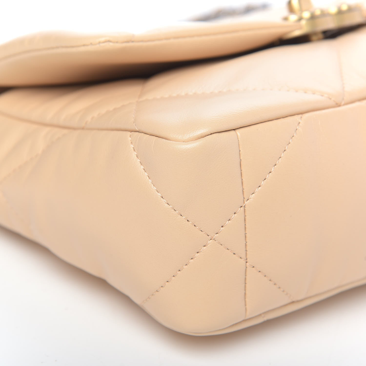 Chanel Shiny Goatskin Quilted Medium Chanel 19 Flap Beige 9 of 11